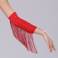 thumbnail image 4 of Lispipm Women's Retro Long Opera Pageant Gloves 1920s Fringe Fingerless Elbow Glove for Costume Party Wedding Arm Sleeves Red, 4 of 7