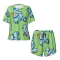 thumbnail image 5 of "Wukai Motorcycle Riding Dinosaur Women's Pajama Set - Short-Sleeve Top and Shorts with Elastic Waistband and Pockets for Loungewear, Yoga, and Casual Wear-4X-Large, 5 of 8