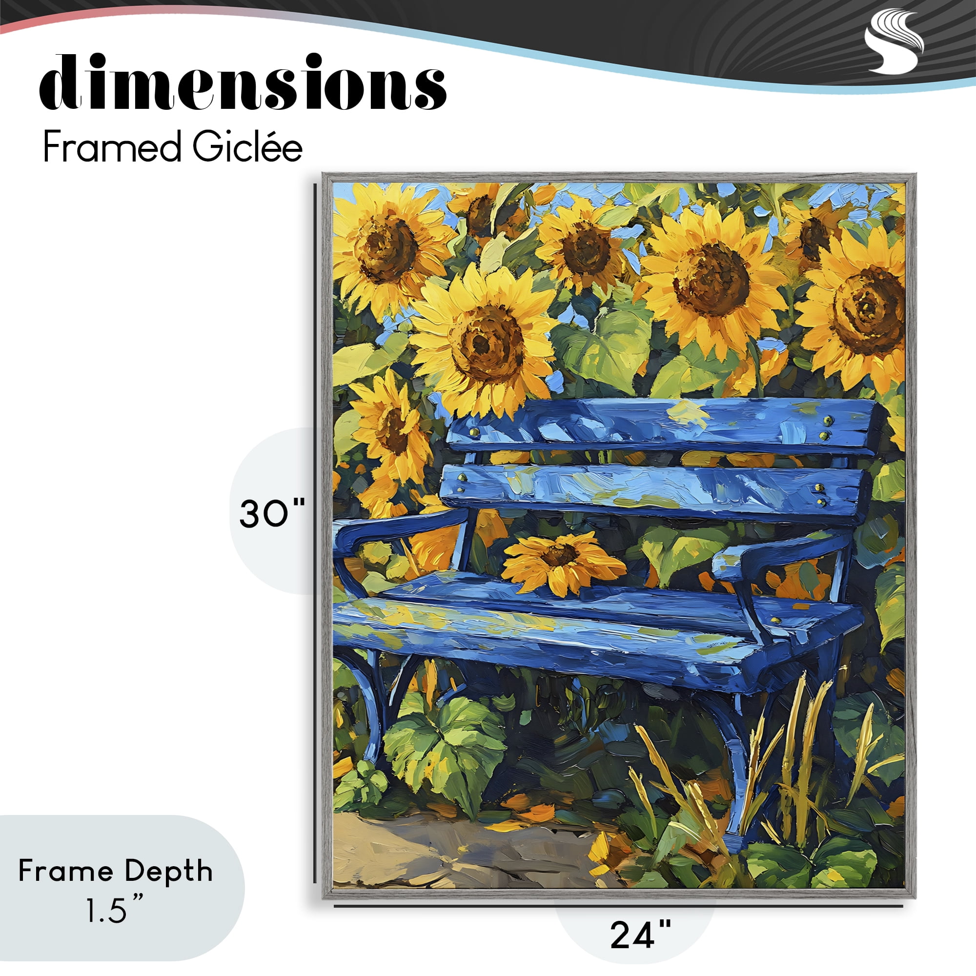 Stupell Industries Bench in Sunflower Field Gray Framed Giclee Art, design by Creative Studio