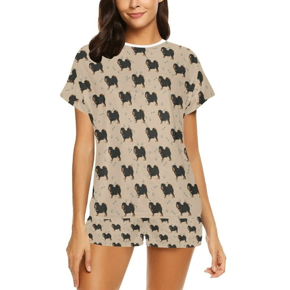 Conjunto de pijama corto para mujer con estampado de Mastines Tibetanos LKS301