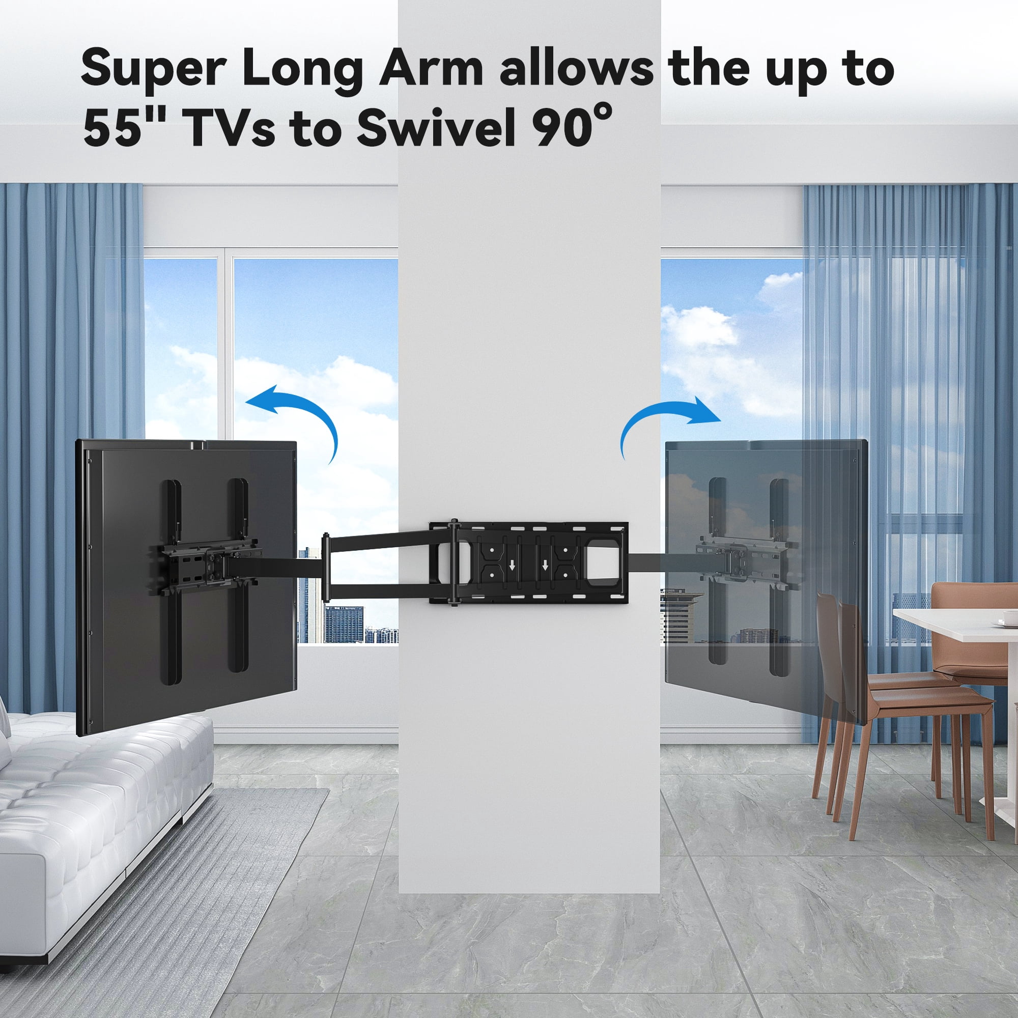 FORGING MOUNT Long Arm TV Wall Mount for Most 26-65 Inch Flat Curved TVs, 25.6inch Full Motion Extension Articulating Arms, Swivel, Tilt TV Bracket Corner TV Mount Fits Max VESA 400x400mm up to 77lbs