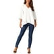 thumbnail image 2 of INSPIRAR CHIC Blusas Elegantes Casuales para Mujeres con Mangas de Campana 3/4, Cuello en V, Dobladillo Asimétrico, Blusa de Chifón S Blanca, 2 of 6