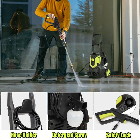 2500PSI Electric Pressure Washer, 1.8GPM 1650W High Power Washer Machine with 4 Quick Connect Spray Nozzles and Detergent Tank for Cleaning, Car
