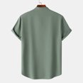 thumbnail image 5 of MIUOWANP Men's Pullover Shirts Short Sleeve Solid Color Stand Collar Button Closure Hawaii T-Shirt Size S(4)Army Green, 5 of 6