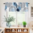 thumbnail image 5 of 3 Piece Kitchen Curtains and Valances Set Blue Bohogeometric Cafe Curtains 24 Inch Length Bohemia Ethnic Abstract Lines Leaf Valance & Tier Curtain for Living Room Bedroom Window 54"x18"+27"x24"*2, 5 of 6