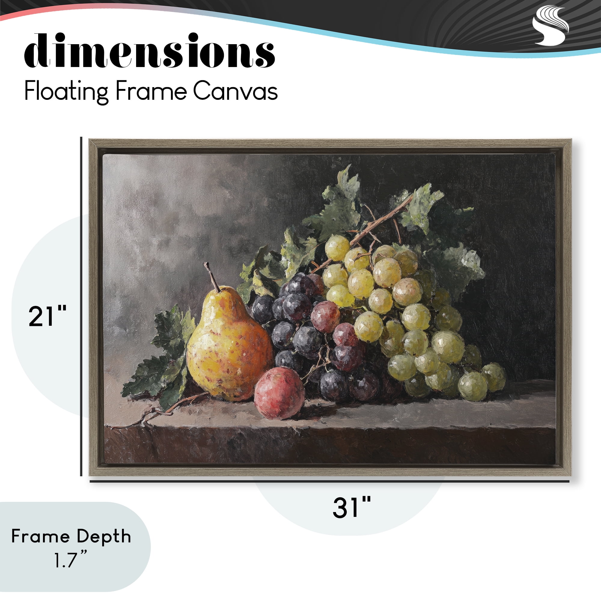Stupell Industries Bountiful Fruit Classic Still Life Brown Framed Floater Canvas Wall Art, design by Petal Prints Design
