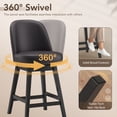 thumbnail image 2 of AFO 26" Upholstered Swivel Counter Height Bar Stools Set of 4, Modern Faux Leather Bar Chairs with Solid Wood Frame, Suitable for 35"-39" Table, For Kitchen Island Dining Room Pub Restaurant, Black, 2 of 12
