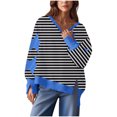 thumbnail image 2 of Hanen Long Sleeve Womens Tops Casual Fashion Women's Fall Stripe Star Long Sleeved Side Slit Pullover Sweatshirt Round Neck Loose Top Athletic Sweatshirts for Women, 2 of 6