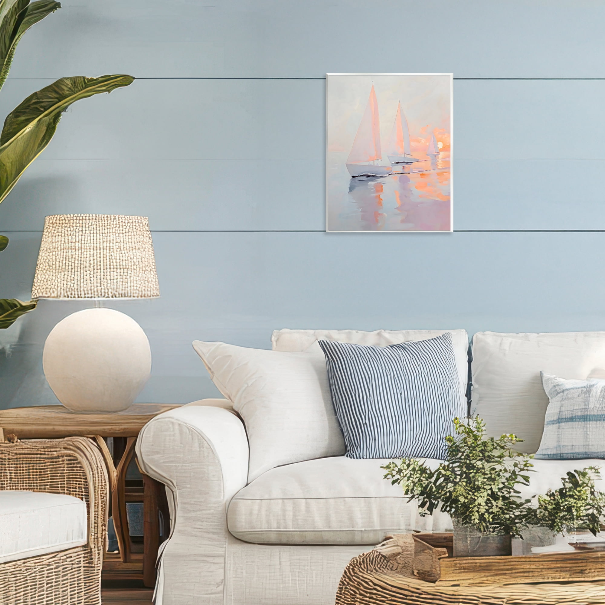 Stupell Industries Peach Sunset Sailboats on Sea Wall Plaque Art, design by Creative Studio