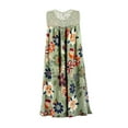thumbnail image 3 of Fridja Womens Casual Épissage Dentelle Imprimé Floral Col Rond Robe Sans Manches, 3 of 5