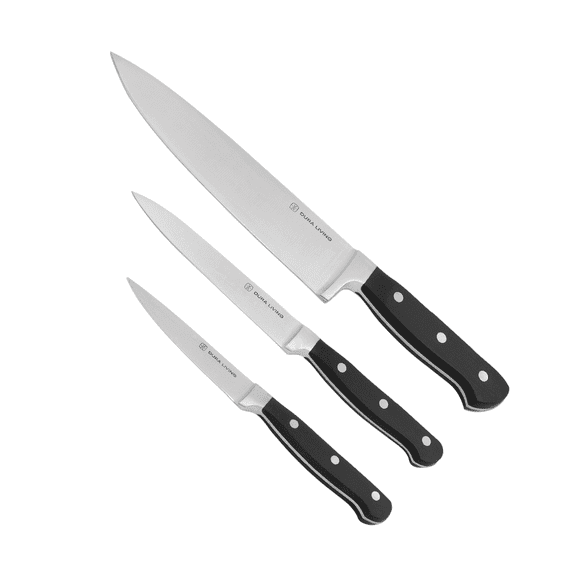 Dura Living Forged 3 Piece Kitchen Knife Set - High Carbon Steel 8inch Chef, 5inch Utility, 3.5inch Paring Knives
