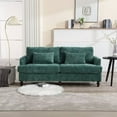 thumbnail image 2 of Loveseat Sofa, Chenille Fabric Upholstered 2-Seater Sofa with Rubber Wood Legs and Padded Cushion, Modern Couch for Living Room Bedroom Office, Emerald, 2 of 7