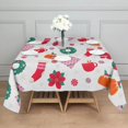 thumbnail image 3 of Christmas Square Tablecloth 60x60 Inch – Waterproof Polyester Printed Table Cover, Wrinkle Resistant & Washable for Kitchen Dining Picnic Party Decor, Single-v4-13, White, 3 of 6