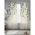 thumbnail image 2 of Green Brown Botanical Sheer Curtains 96 Inch Length 2 Panels Set for Living Room/Bedroom, Farmhouse Eucalyptus Leaves Rustic Curtain Sheers Drapes Rod Pocket Curtains Window Treatment Set 52''x96''x2, 2 of 7