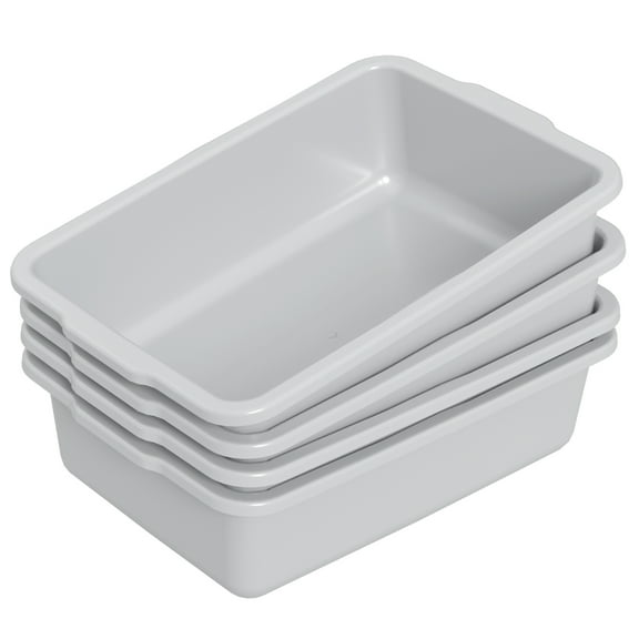 Ggbin 4 Pack Extra Large Plastic Bus Tubs, 35 L Commercial Bus Boxes, Gray