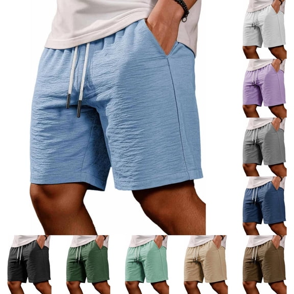 Mens Lounge Sweat Shorts, 7" Casual Elastic Waist Gym Workout Shorts with Elastic Waist And Drawstring Featuring Solid Color Design Army Green L