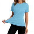 thumbnail image 4 of ZQUUVOU Women's Sun Shirts Short Sleeve Ice Silk Sun Protection Top Solid Crewneck Cooling Breathable Lightweight Shirts Blue, 4 of 5