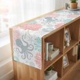 thumbnail image 6 of Teal Red Octopus Coastal 90 Inch Table Runner, Nautical Coral Starfish Farmhouse Dresser Scarf Cotton & Linen Tablerunner for Dining/Kitchen Island/Holiday Party Décor 13" x 90", 6 of 9