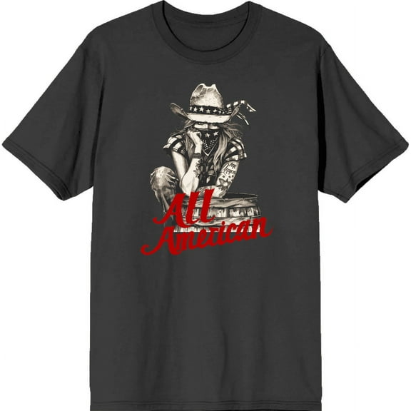 All American Cowgirl Adult Charcoal Crew Neck Short Sleeve Tee-Medium