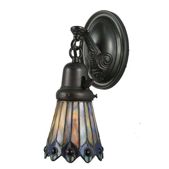 Meyda Tiffany 106004 Jeweled Peacock 4" Wide 1 Light Wall Sconce - Black