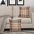 thumbnail image 3 of Set of 2 Brown Plaid Pillow Covers 20x20Inch Grey Cream Buffalo Plaid Tartan Print Winter Decorative Outdoor Pillowcases Farmhouse Rustic Throw Cushion Case Decor for Home Couch Sofa Bed, 3 of 15