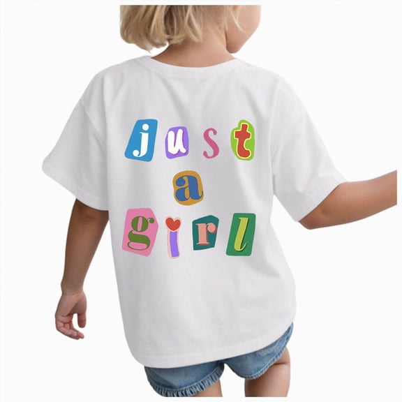 kpoplk Graphic Tees for Girls Kids Summer Tops Crewneck Short Sleeve T Shirt 5-14 Years(White,11-12 Y)