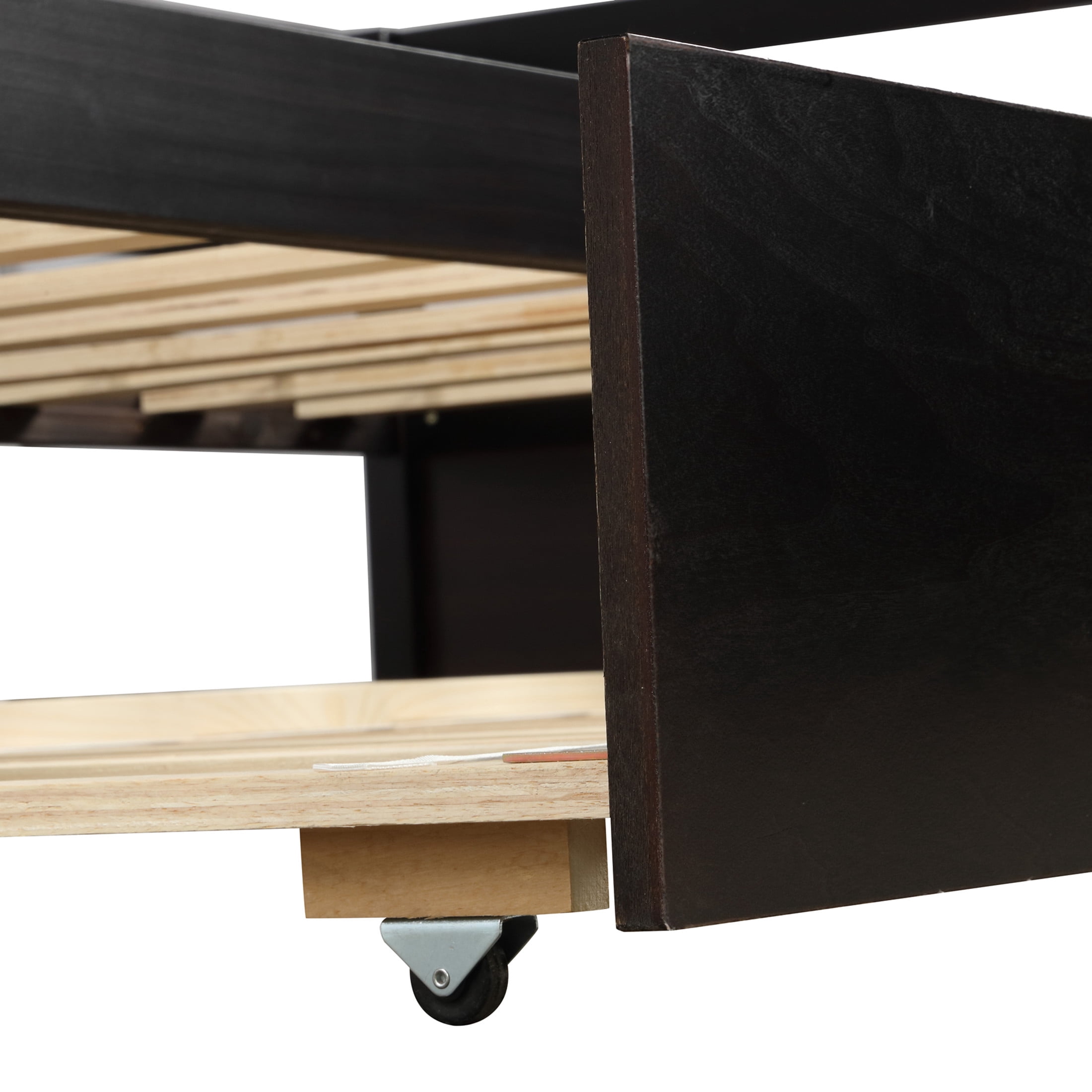 Noble House Twin Daybed with Hidden Rolling Trundle, Pine Wood Frame, Minimal Space Saving Design, Espresso