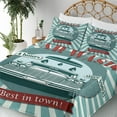 thumbnail image 5 of Ambesonne Retro Fitted & Top Sheet Set with Shams, Car Wash Sign Commercial, Red Teal, 5 of 8