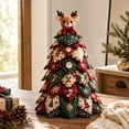 thumbnail image 2 of Christmas Patchwork Fabric Tree DIY Craft Kit,Plaid Quilted Tabletop Mini Tree Making Set With Doll Topper,Handmade Decor For Mantel,Table,Winter Holiday Home Decor A-Reindeer A, 2 of 6