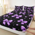 thumbnail image 5 of Erosebridal Watercolor Bowknot Bed Sheets for Girls, Purple Love Heart King Sheets for Women, 4pcs, 5 of 6