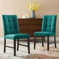 thumbnail image 7 of Modway Promulgate Biscuit Tufted Upholstered Fabric Dining Chair Set of 2 in Teal, 7 of 7