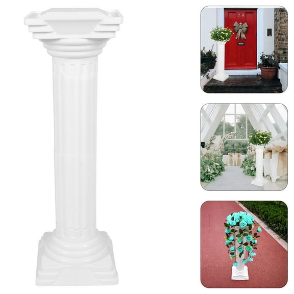ADDHAT White Plastic Flowerpot Roman Pillar Planter for Wedding Decor, Balcony, Garden, Front Door, Outdoor Indoor Use