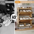 thumbnail image 5 of WhizMax Shoe Storage Cabinet with 2 Flip-up Drawers, Hidden Shoe Cabinet with Open Storage, Shoe Organizer Cabinet for Entryway, Hallway, Bedroom, Oak Color, 5 of 8