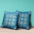 thumbnail image 2 of Paisley Leaf Geo Duo Indoor/Outdoor Pillow with Removable Cover in Blue Light Blue Beige 26x26, 2 of 3