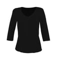 thumbnail image 1 of Playera George para Mujer, Cuello V, Manga 3/4 Negro Talla M, 1 of 4