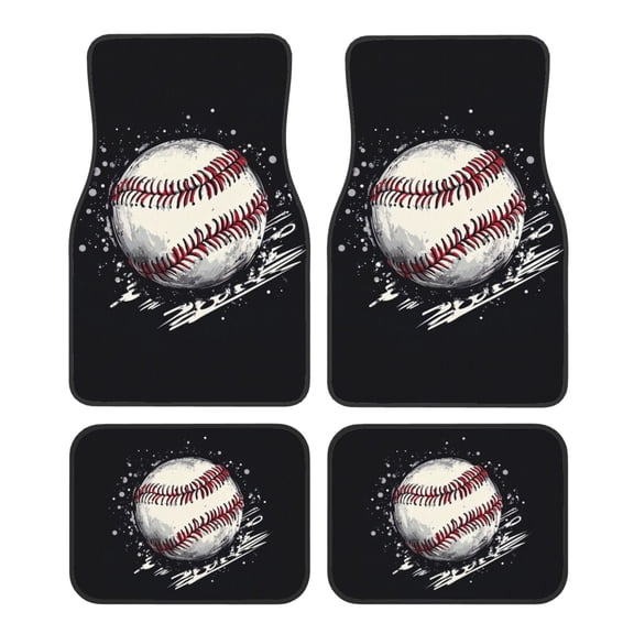 KAKALAD Baseball Car Floor Mats 4PC Set Carpet Protection, Universal Fit for Car SUV VA & Truck, Vehicle Front & Rear