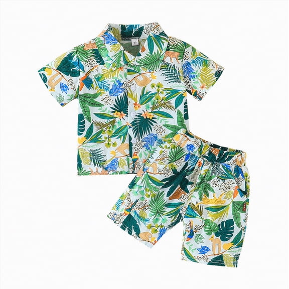 Baby Clothes Boy Boys Set Kids Summer Cotton Button Prints Short-sleeved Casual 1t 2t 3t 4t 5t 6t T-Shirt Tops & Shorts Sets New Born for Twins Outfits 2-Piece