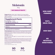 Natrol® Sleep Melatonin Fast Dissolve Tablets, Nighttime Sleep Aid, Strawberry Flavor, 5mg, 90 Count