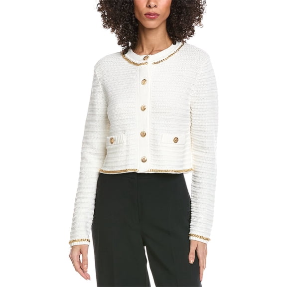Toccin womens Cecilia Textured Cotton Knit Jacket, XL, White