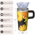 thumbnail image 3 of Sunflower 20oz Stainless Steel Tumbler with Handle and Straw – Insulated Travel Cup with Sliding Lid, 360° Full Wrap Printed Mug for Home, Outdoor & Sports Use, Foral, 3 of 6