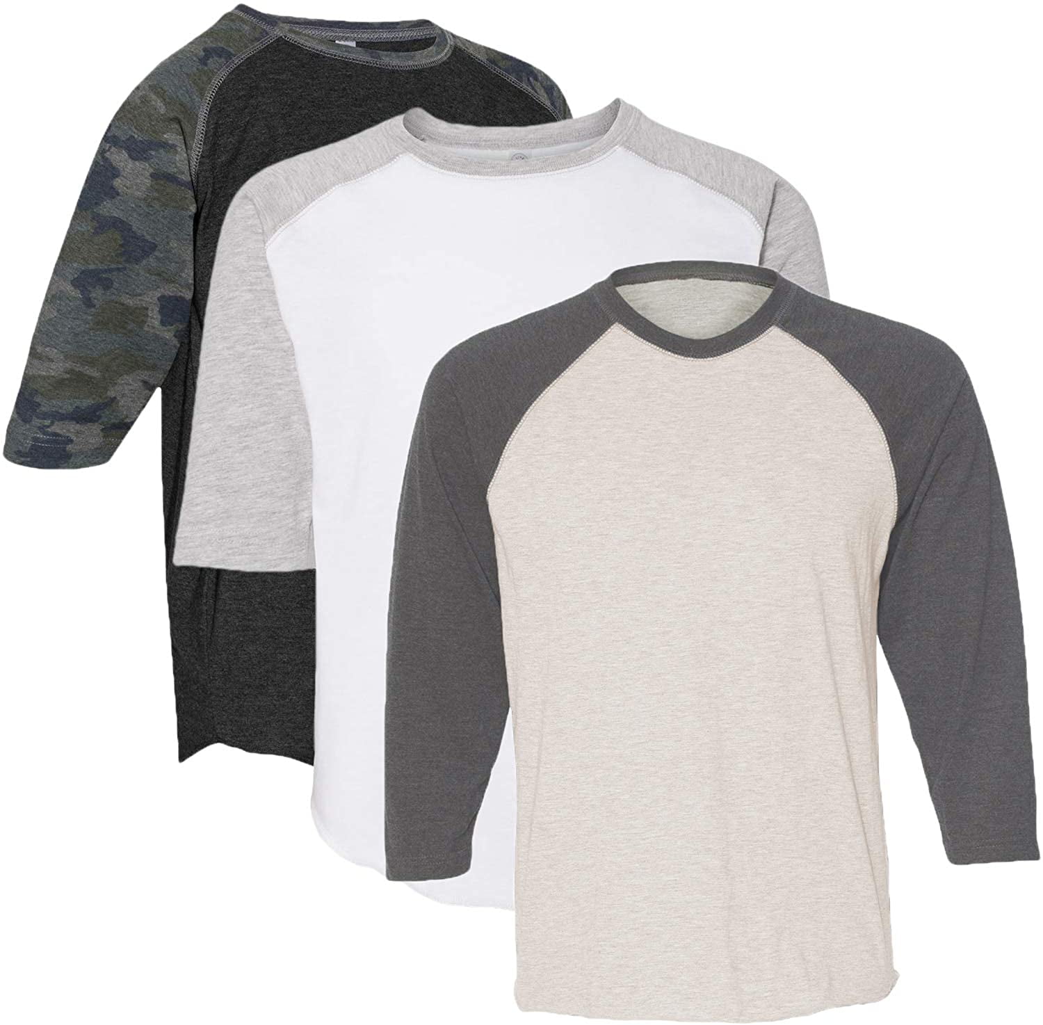 Marky G Apparel Girls' Baseball 3/4 Sleeve TShirt (Pack of 3