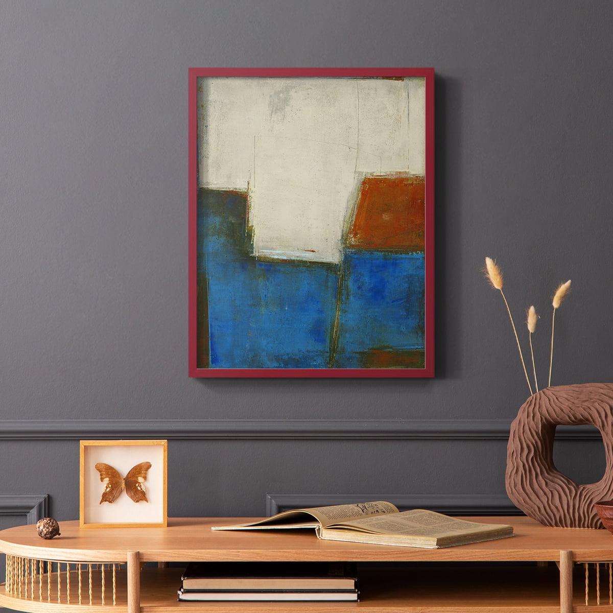 Complex Thought Framed Print in Red Solid Wood Framed Print No Nail Hanging
