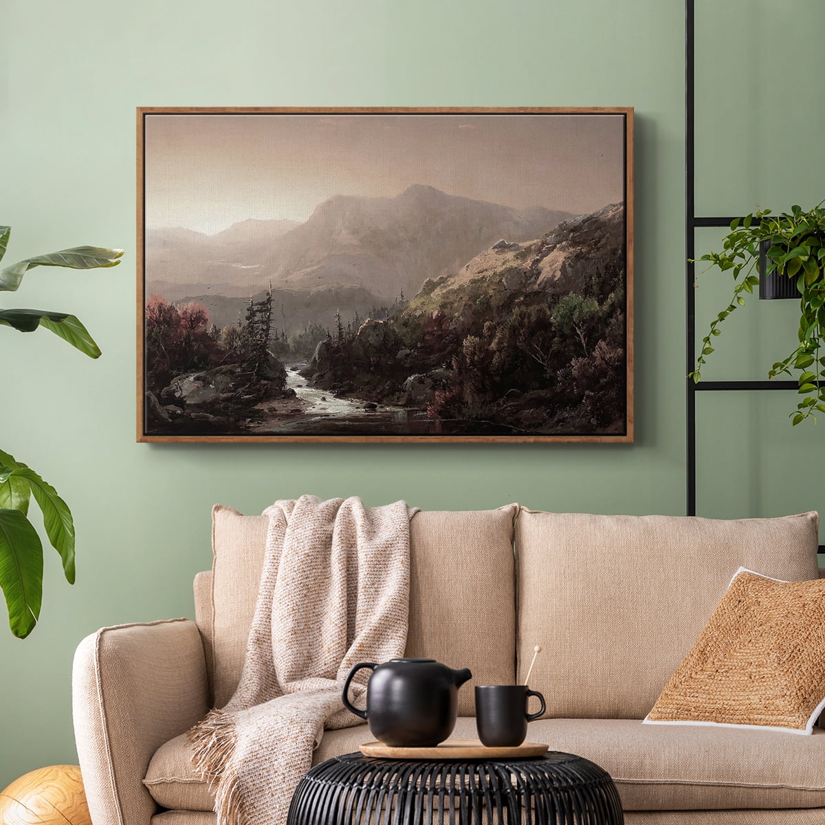 Vintage Landscape-CCCXXI By Wexford Home Framed in Walnut Wood Gallery Wrapped Canvas 25 in. x 37 in.