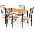 Costway 5 PC Dining Set Wood Metal 30" Table and 4 Chairs Black Kitchen