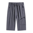 thumbnail image 2 of Capri Pants for Women Spring Summer Lightweight Plus Size Elastic Waist Loose Fit Wide Straight Leg Capris with Pockets, 2 of 3