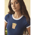thumbnail image 4 of Camiseta Gráfica Vintage para Mujer con Cuello Redondo Acanalado y Ribete en Contraste Azul Oscuro XL, 4 of 10