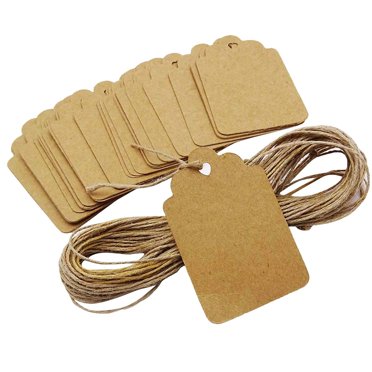 200 PCS Handmade With Love Gift Tags - Brown Paper Tags With Twine, 3x3 Cm, For Crafts & Gifts