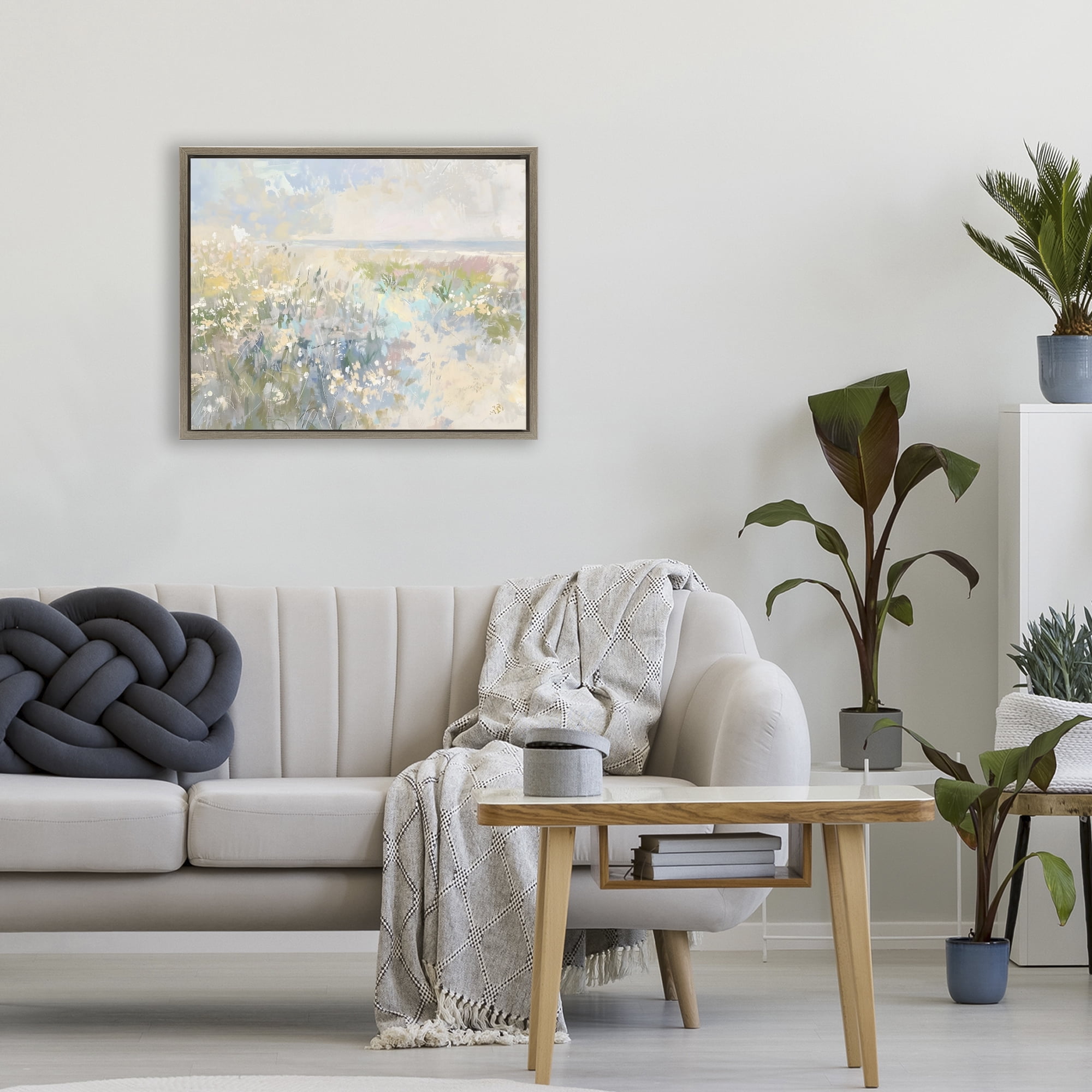 Stupell Industries Mottled Pastel Field Impression Brown Framed Floater Canvas Wall Art, design by Creative Studio