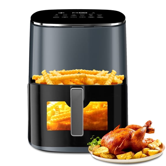 Haysky 6 QT Air Fryer with 12-in-1 Functions, 95% Less Oil Healthy Cooker for Family Size, Touch AirFryer, Roast, Reheat, Dehydrate, Steam, Nonstick & Dishwasher Safe Basket, Gray