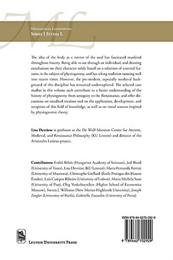 Mediaevalia Lovaniensia The Body as a Mirror of the Soul: Physiognomy from Antiquity to the Renaissance, Book 50, (Paperback)